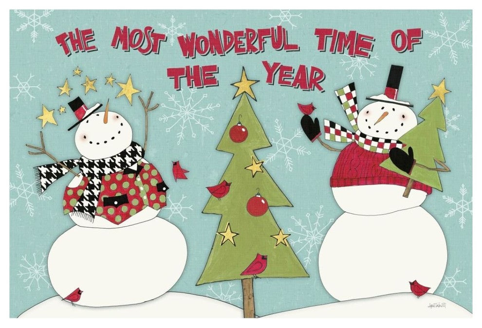 "Snowman Sentiments I" Digital Paper Print by Anne Tavoletti, 20"x14"