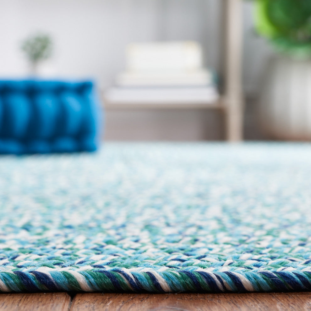 Safavieh Braided BRA201 Rug Machine-Washable, Teal/Green, 6'x9'