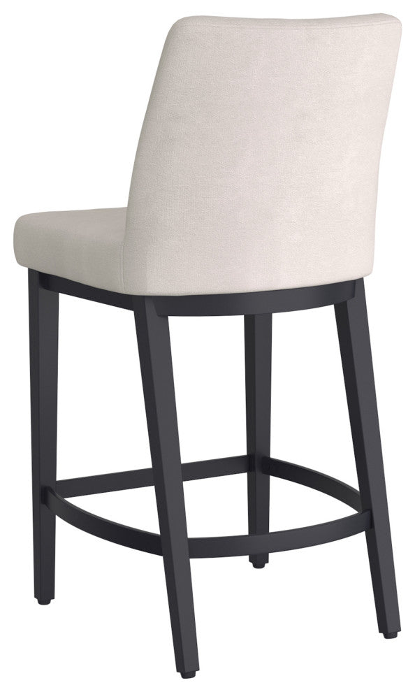 Modern Fabric and Metal 26" Counter Stool, Set of 2, Beige and Black