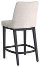 Modern Fabric and Metal 26" Counter Stool, Set of 2, Beige and Black