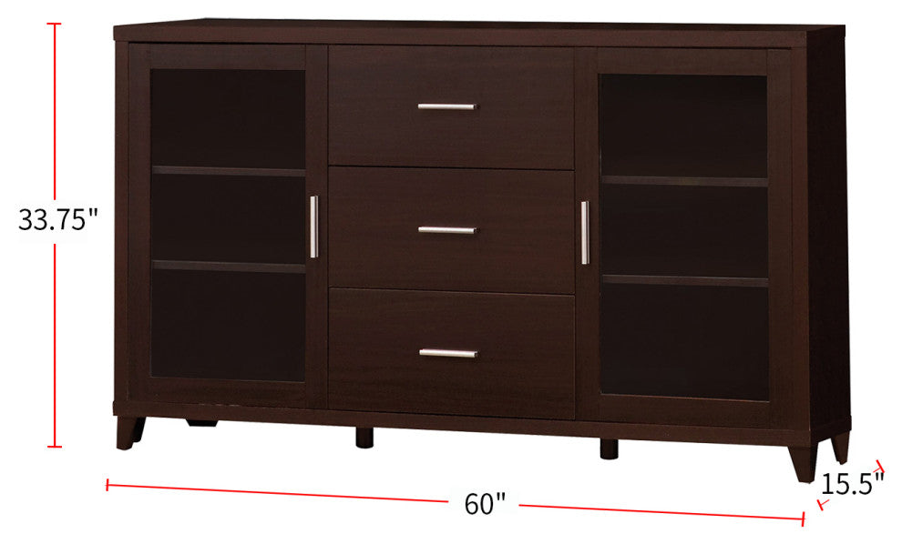 3 Drawers and 2 Doors TV Console, Cappuccino