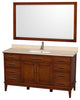 Hatton 60" Light Chestnut Single Vanity, Ivory Marble Top, Um Sq Sink, 56"