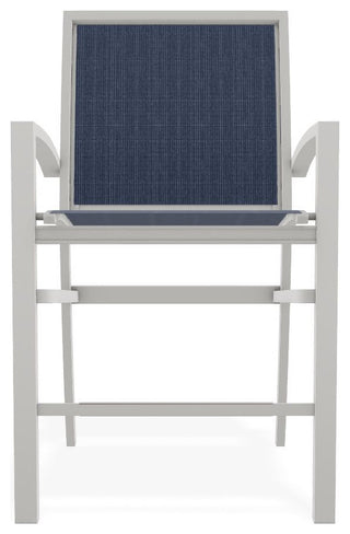 Kendall Sling Balcony Height Stackable Outdoor Stool, Mavi/Snow
