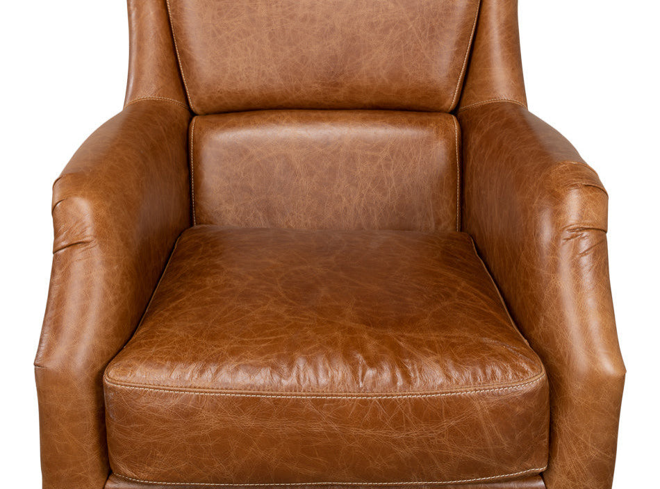 Baker Brown Leather Club Arm Chair
