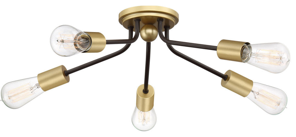 Quoizel LTT1628 Latitude 5 Light 27-1/2"W Flush Mount Ceiling - Western Bronze