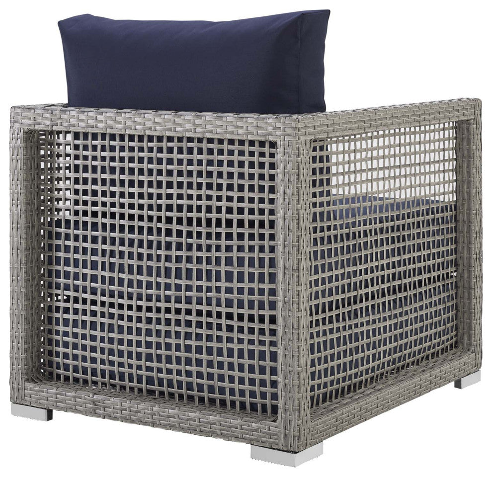 Gray Navy Aura 3 Piece Outdoor Patio Wicker Rattan Set