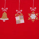 Hanging Christmas Ornaments Placemat  Red, Set of 2