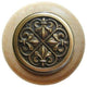 Fleur-de-Lis Wood Knob, Antique Brass, Natural Wood Finish, Antique Brass