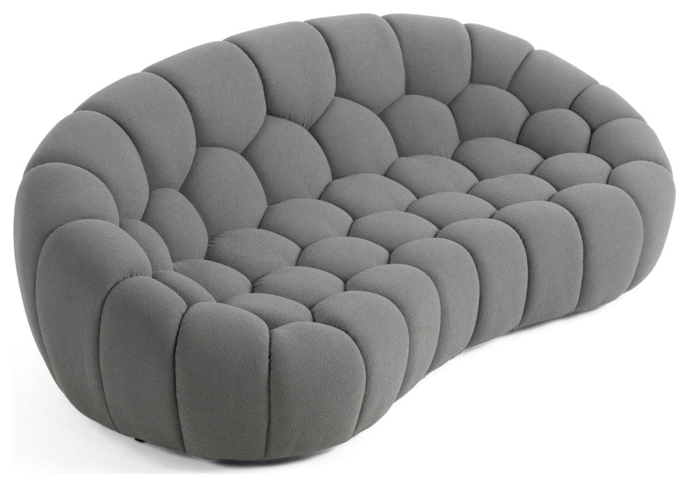 Divani Casa Yolonda Modern Curved Light Grey Fabric Loveseat