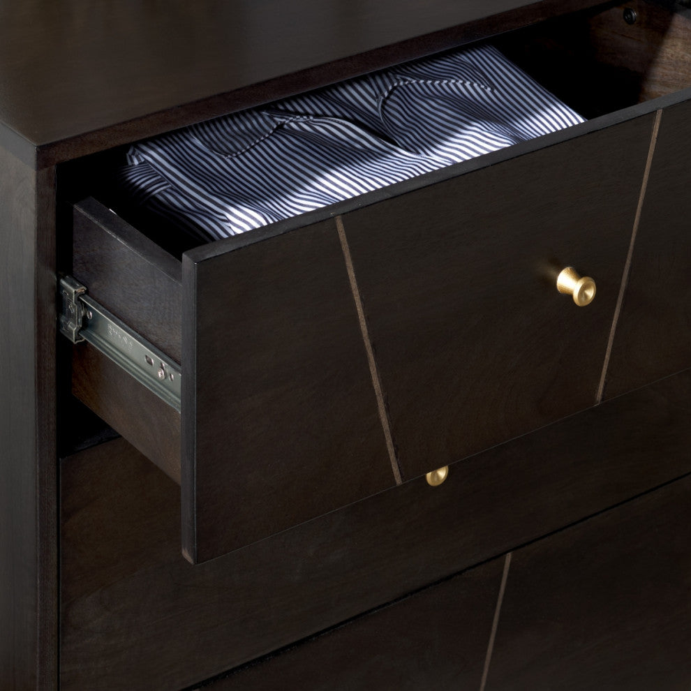 Safavieh Couture Marigold 6 Drawer Dresser, Black/Gold