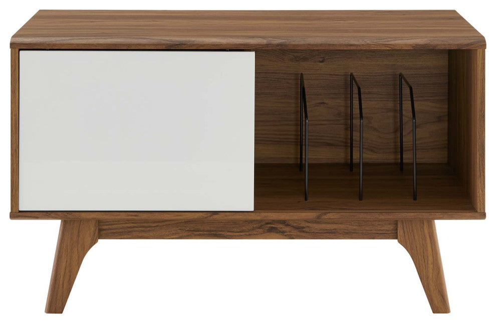 Envision Vinyl Record Display Stand Walnut White
