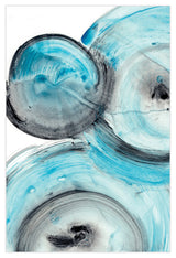 Blue Circles Abstract Wall Art Printed on Frameless Free Floating Tempered Glass