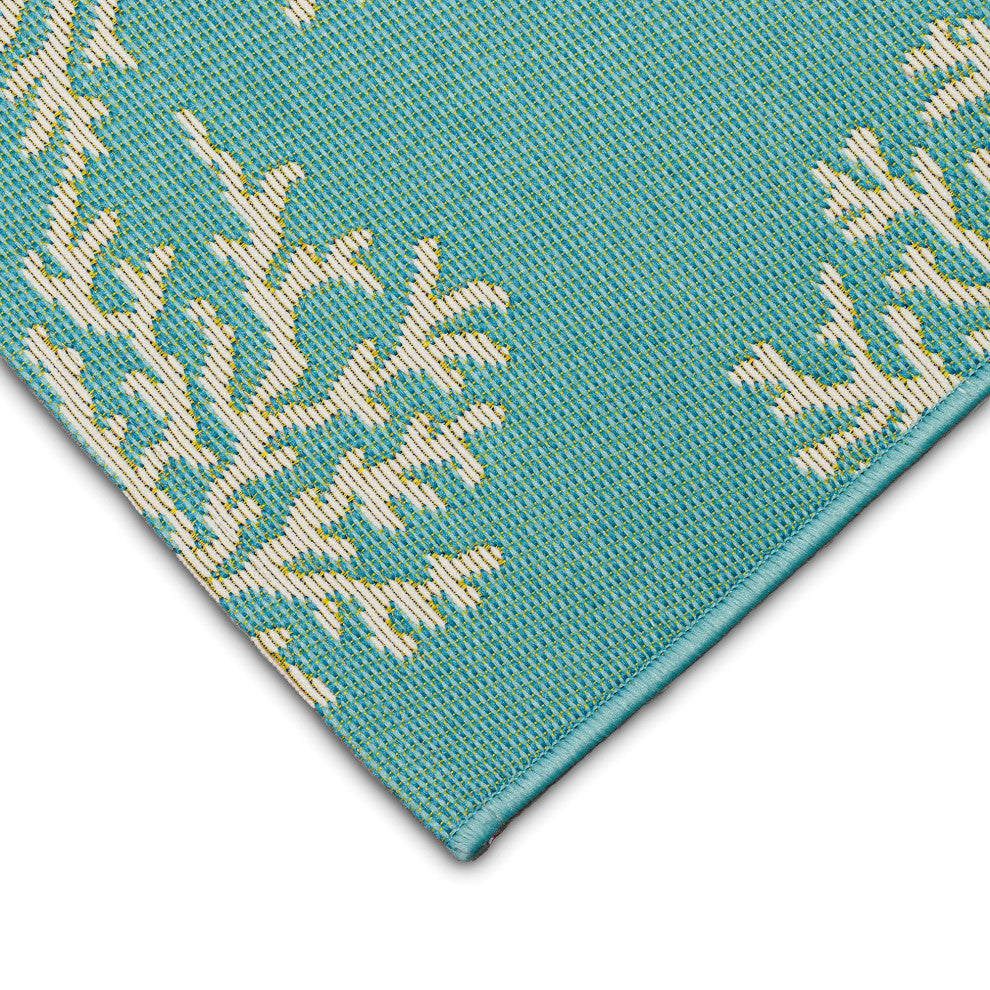 Esencia Coral Edge Indoor/Outdoor Mat Aqua 2'x2'10"