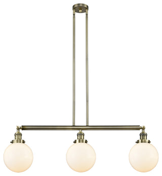 Beacon 41" Stem Hung Island Light, Antique Brass, Matte White