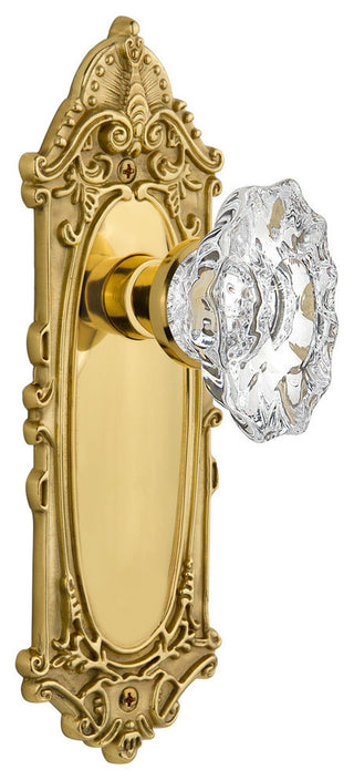 Victorian Plate Passage Chateau Door Knob, Polished Brass