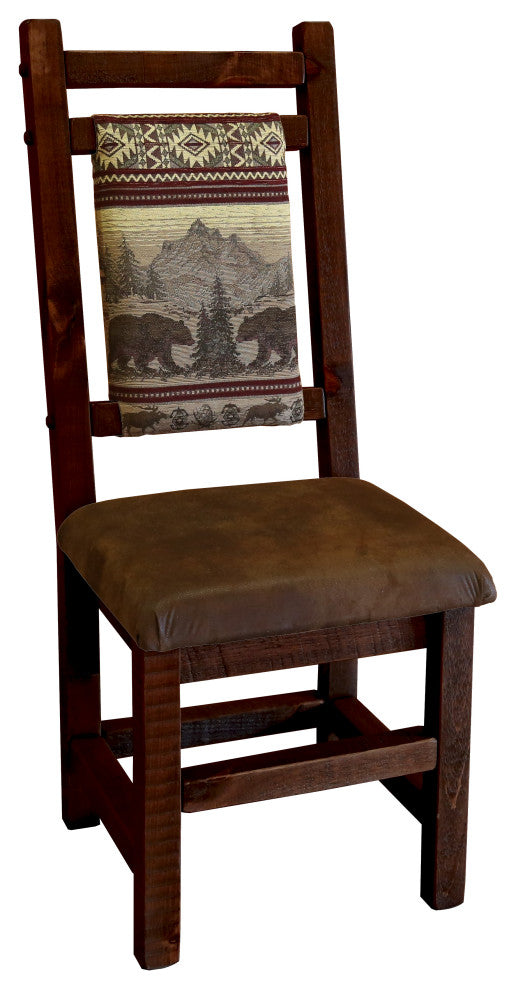 Dining Room Chair with Upholstered Seat and Back, Michael's Cherry, Bear Run and Palomino Tobacco