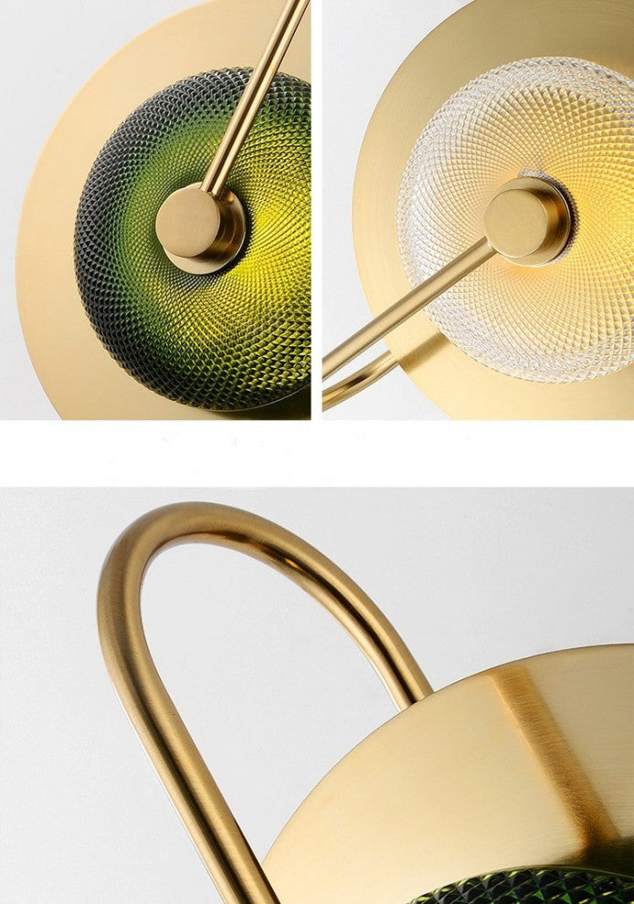 Albacete | Modern LED Industrial Style Wall Lamp, Gold + Green, 1 Light