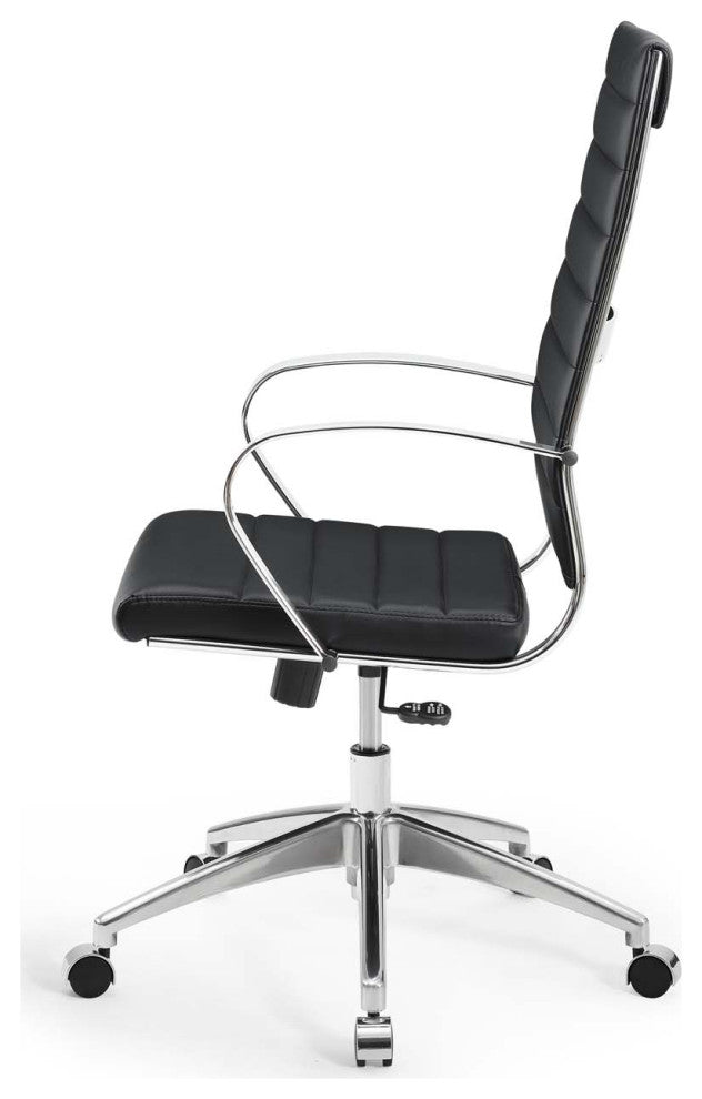 Computer Work Desk High Back Chair, Faux Leather, Black, Home Business Office