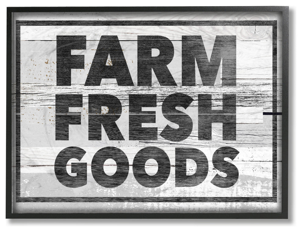 Farm Fresh Goods Distressed Wood, 11"x14", Framed Giclee Texturized Art