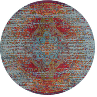 Rug Unique Loom Vita Light Blue Round 8' 0 x 8' 0