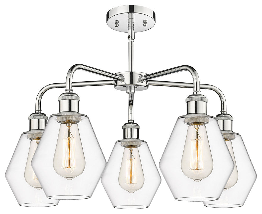 Cindyrella 5-Light 24" Stem Chandelier, Polished Chrome, Clear Shade