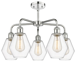 Cindyrella 5-Light 24" Stem Chandelier, Polished Chrome, Clear Shade