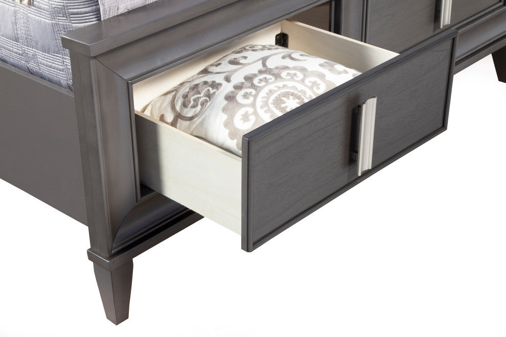 Lorraine California King Storage Footboard Platform Bed, Dark Grey