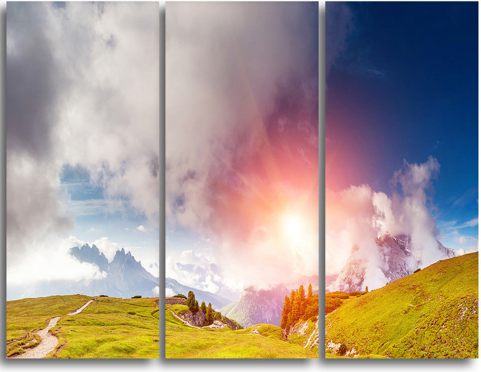 "Cadini di Misurina Range at Sunset" Metal Wall Art, 3 Panels, 36"x28"