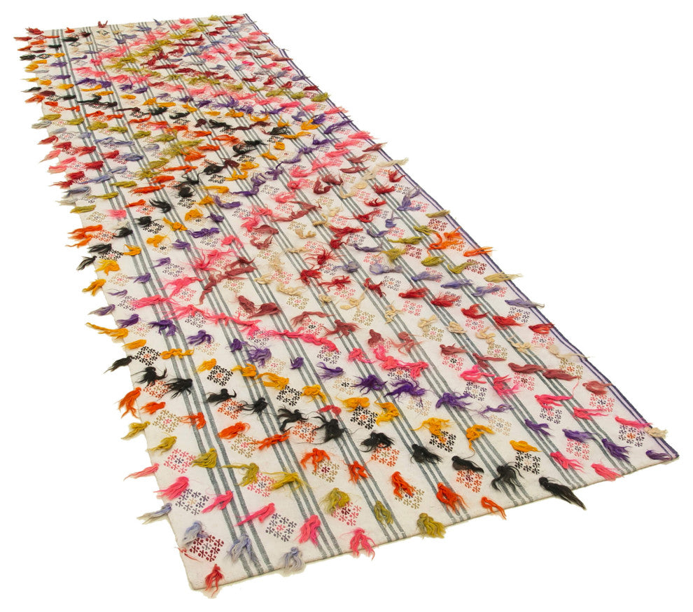 Rug N Carpet - Handwoven Oriental 3' 4" x 10' 9" Rustic Runner Kilim Rug