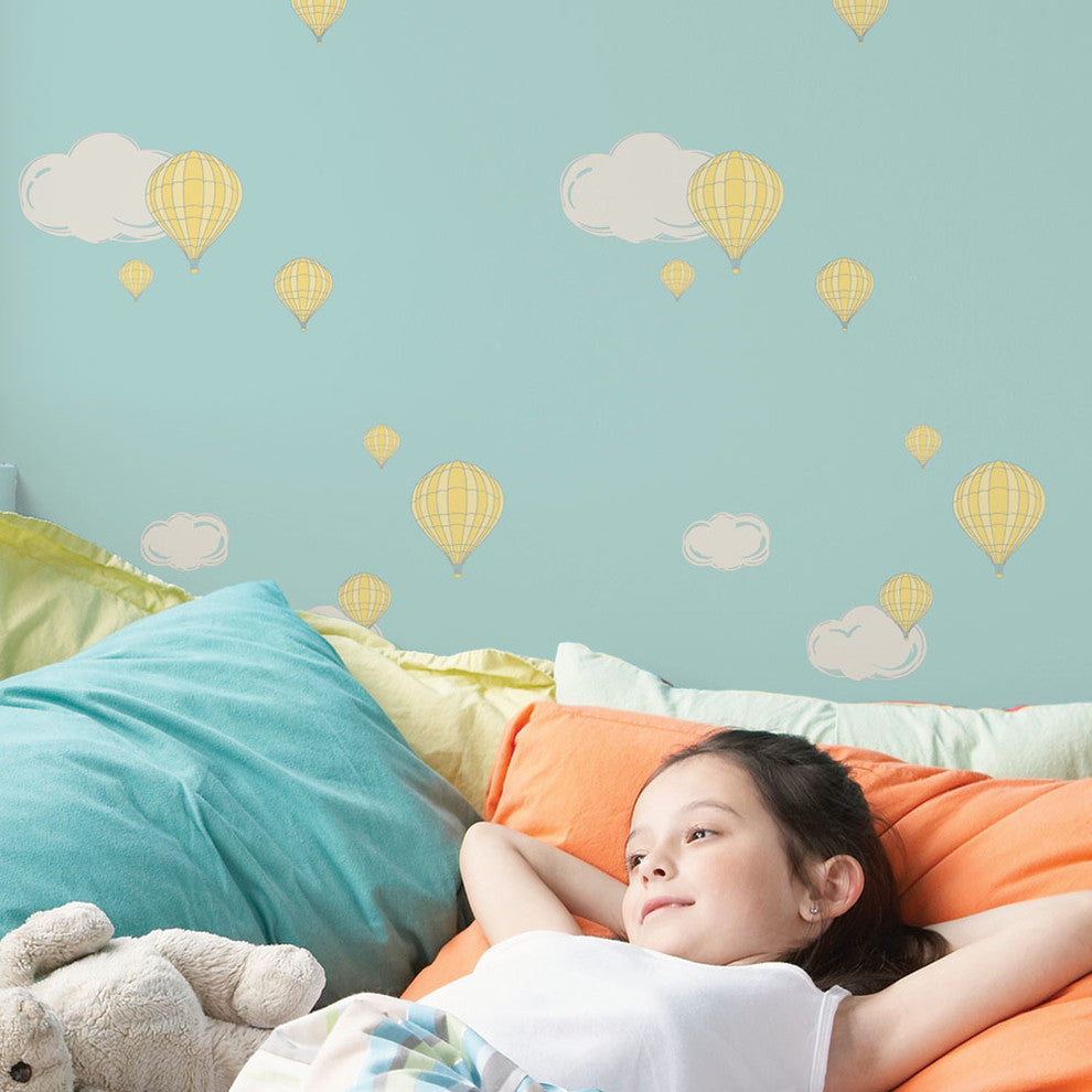 Hot Air Balloon Peel and Stick Vinyl Wallpaper, Mint, 24"w X 108"h