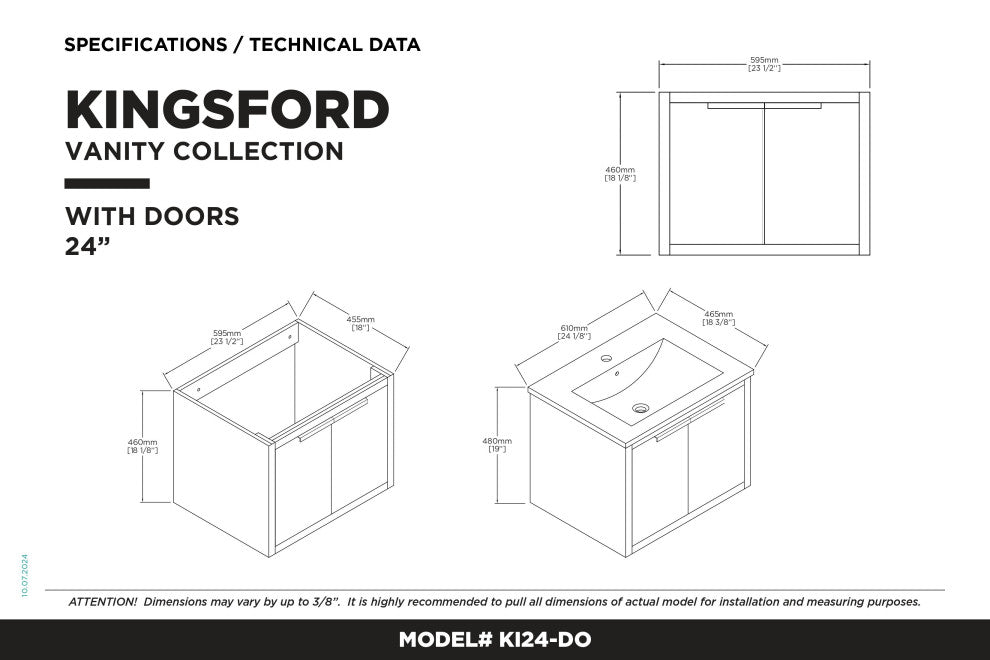 Kingsford Grooved-Look Bath Vanity, Bright Oak, White Ceramic Sink, 24", Doors
