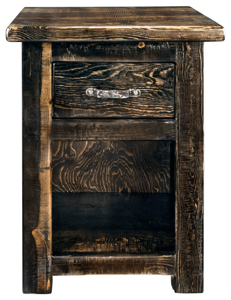 Big Sky Collection Rugged Sawn One Drawer Nightstand, Jacobean Stain, 25"H