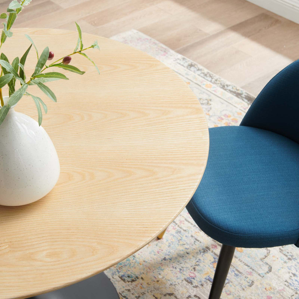 Dining Table, Round, Wood, Black Brown Natural, Modern, Cafe Bistro Restaurant