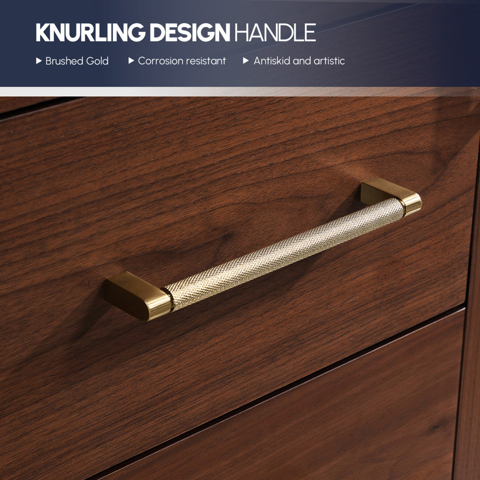 San Bath Vanity with Stone Top, Natural Walnut, 36", Single Vanity, No Mirror