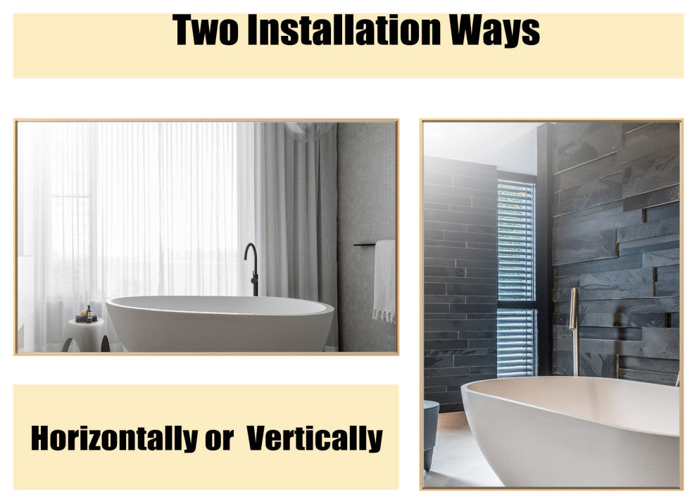Rectangle Metal Framed Wall Mirror Bathroom Vanity Mirror, Gold, 20"x30