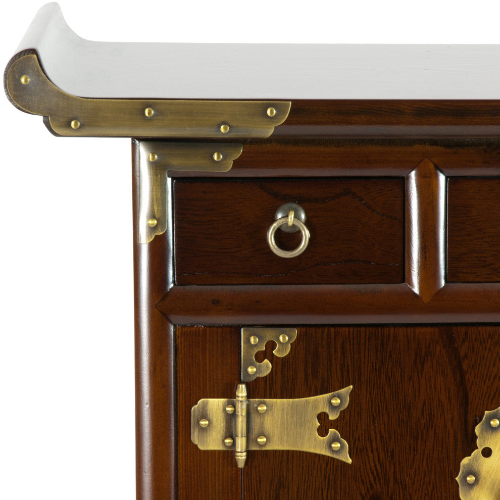 Korean Antique Style 3 Drawer End Table Cabinet