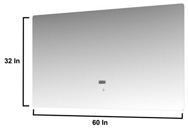 Geneva Transitional Navy Blue 60" Double Vanity with 60" Led Mirror, no Top