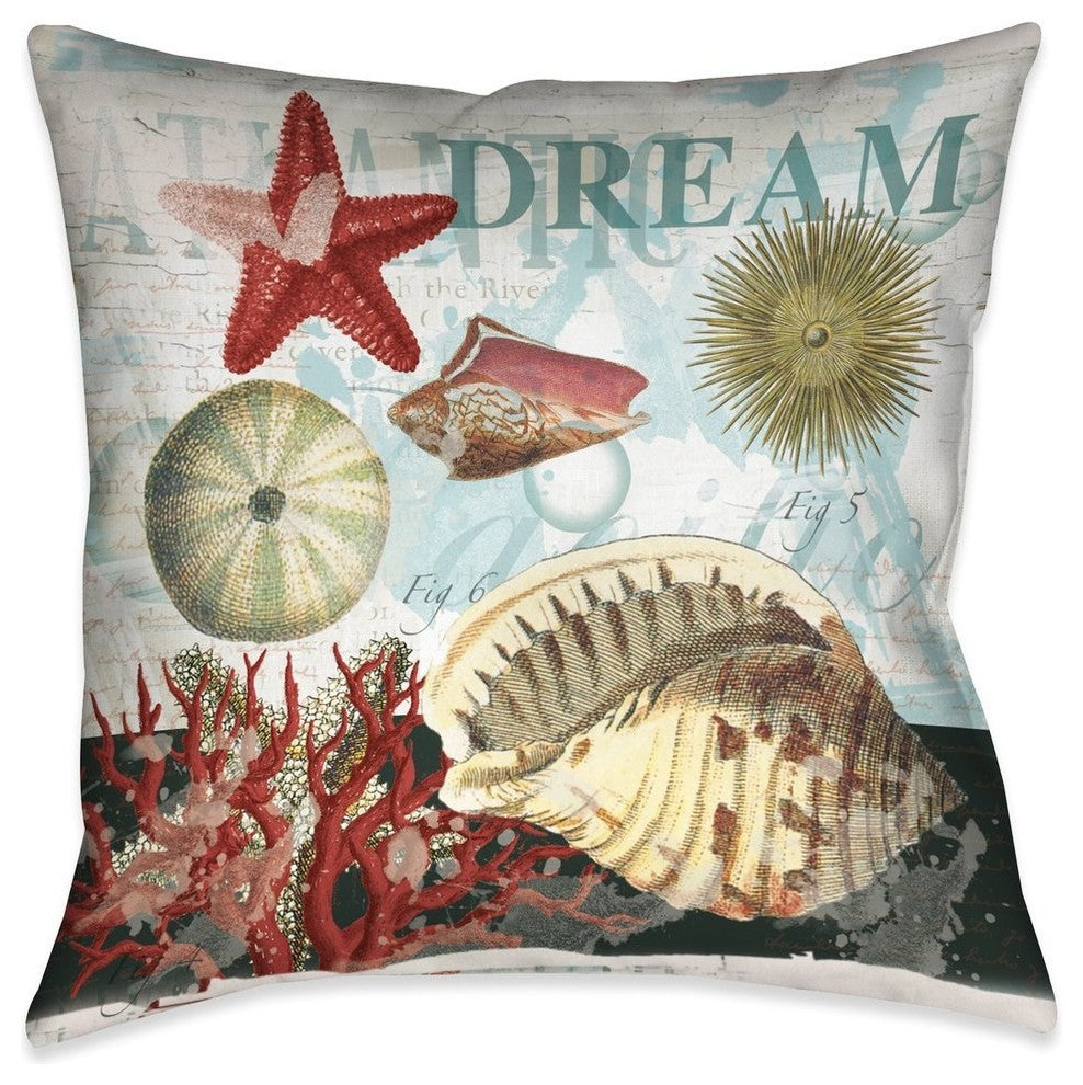 Laural Home Dream Shells Outdoor Decorative Pillow, 18"x18"