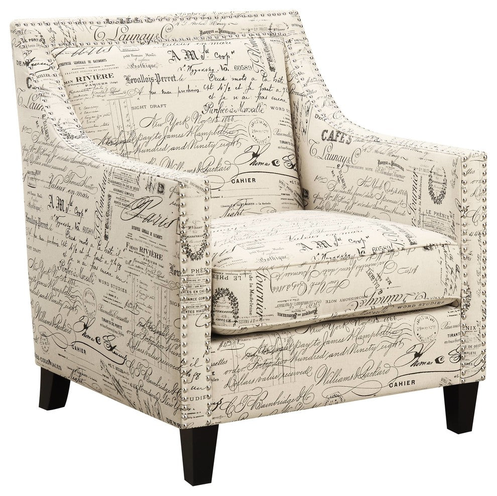 Emery Chair and Ottoman, French Script
