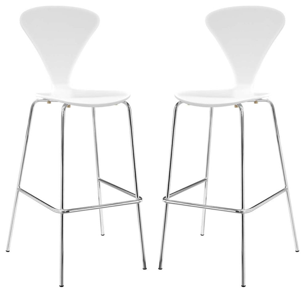 Bar Stool Chair Barstool, Set of 2, Wood, Metal, White, Modern, Bar Pub Bistro