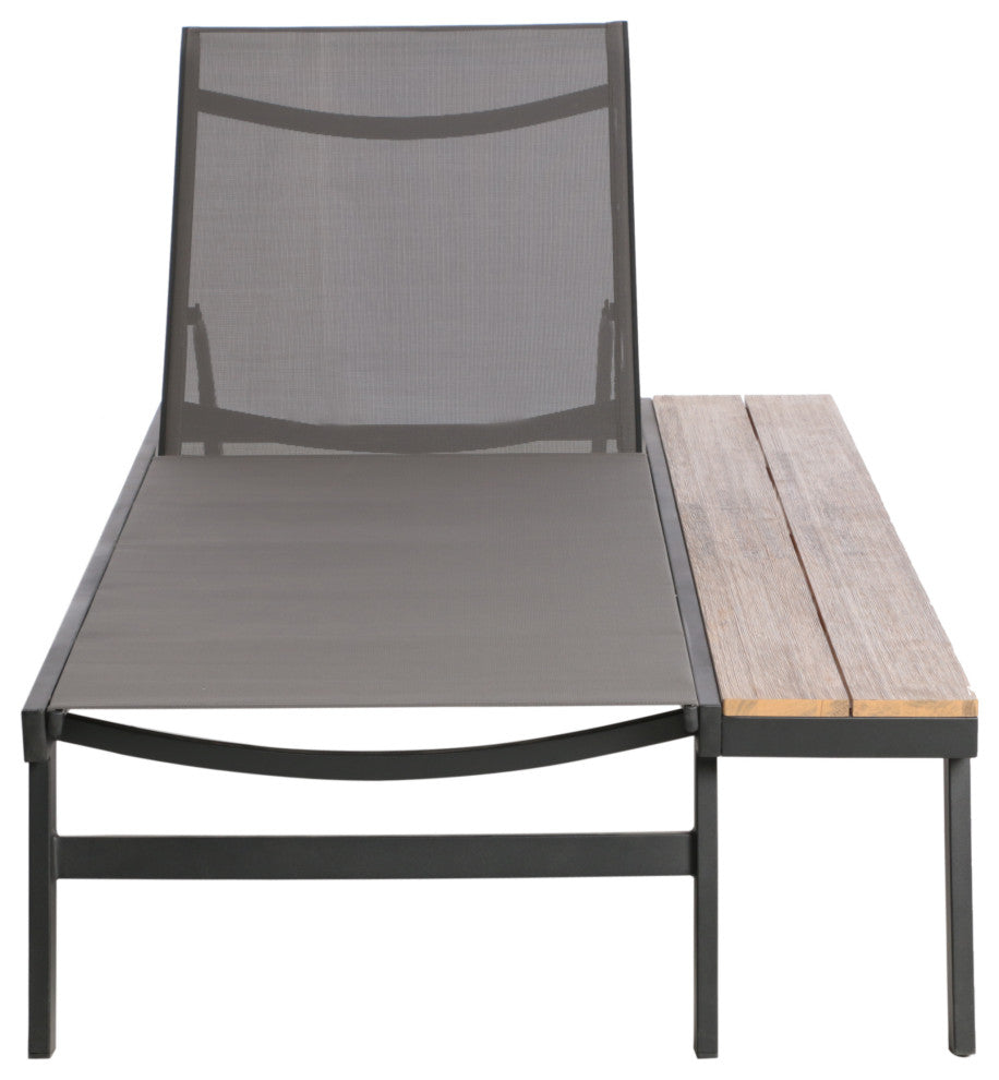 John Outdoor Chaise Lounge With Side Table, Gray, Set of 2