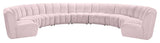 Infinity Channel Tufted Velvet Modular Chair, Pink, 9 Piece