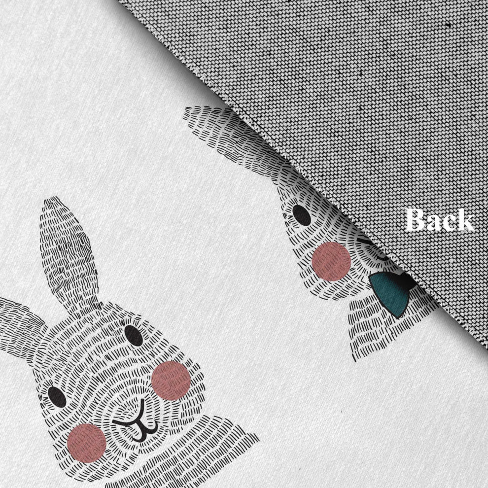 Bunny Triplets Easter Chenille Rug, Ocean Abyss Green, 4'x6'