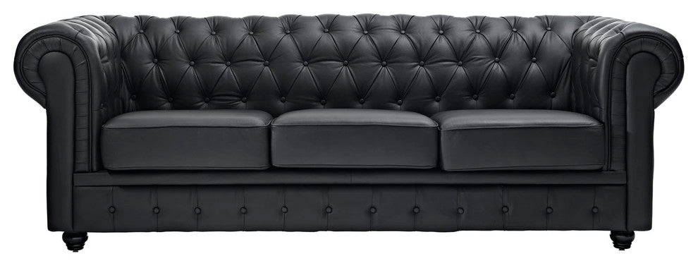 Modern Contemporary Living Room Chesterfield Sofa Black