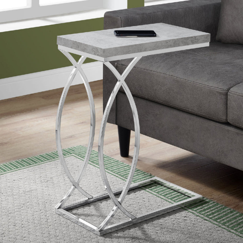 HomeRoots 18.25" x 10.25" x 25" Grey Mdf Laminate Metal Accent Table