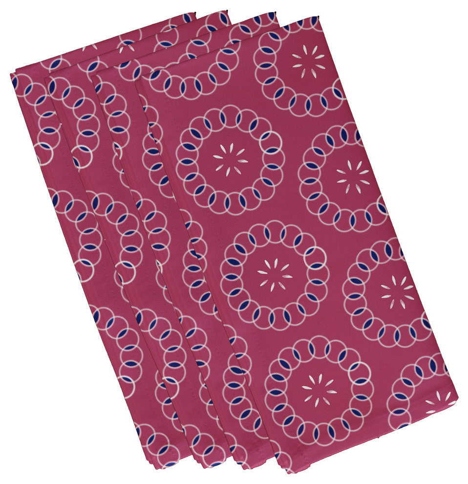 Happiness Is? Floral Print Napkin, Pink Cheeks, Set of 4