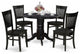 5-Pc Dining Set 4 Dining Chair, Table Seat, Slatted Chair Back Black Finish