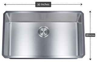 Dowell Undermount Single Bowl Stainless Kitchen Sink - Small Radius, 28w X 16l X 9d