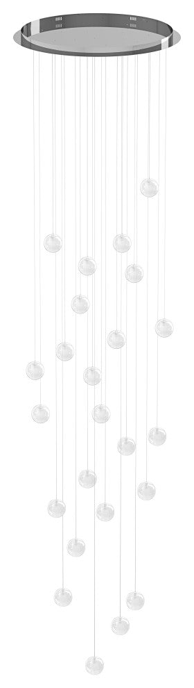 Modern Crystal Ball Long Raindrop Chandelier for Entrance Foyer Staircase, 24-Light