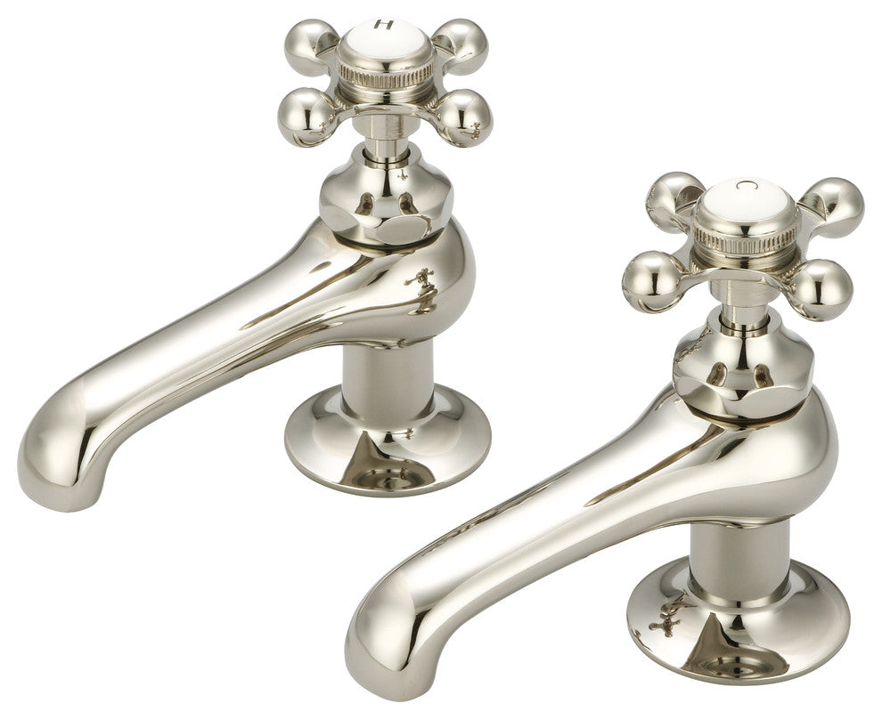 Vintage Classic Basin Lavatory Faucet, Polished Nickel, Cross Handles